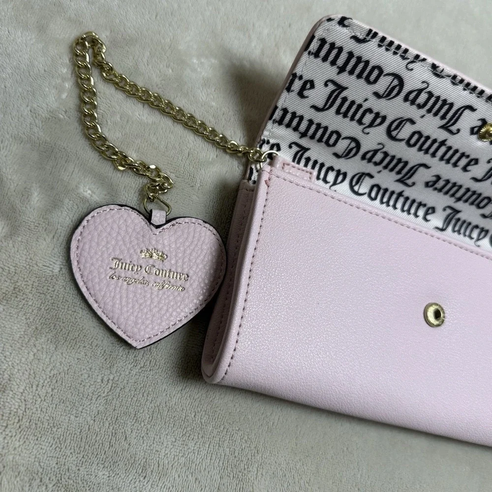Juicy‎ Couture Pink Wristlet/Clutch/Wallet with gold Chain